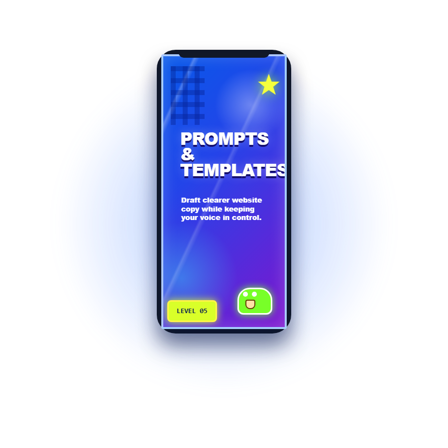 Prompts and Templates phone mockup